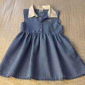 Prodoh Blue and White Kids Dress with Collar